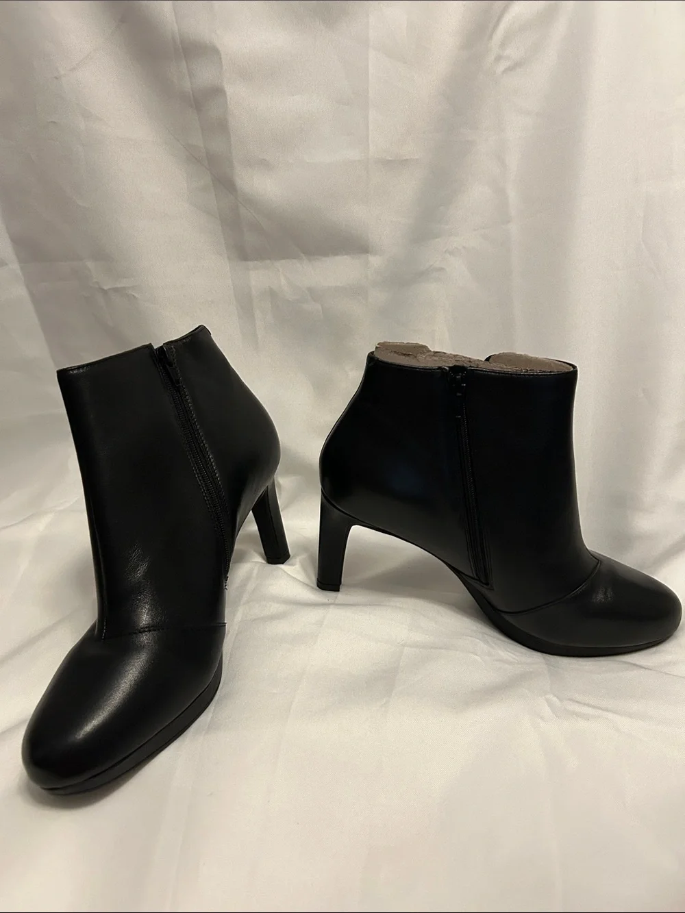 Clarks Black Leather Ankle Boot with Side Elastic Panel